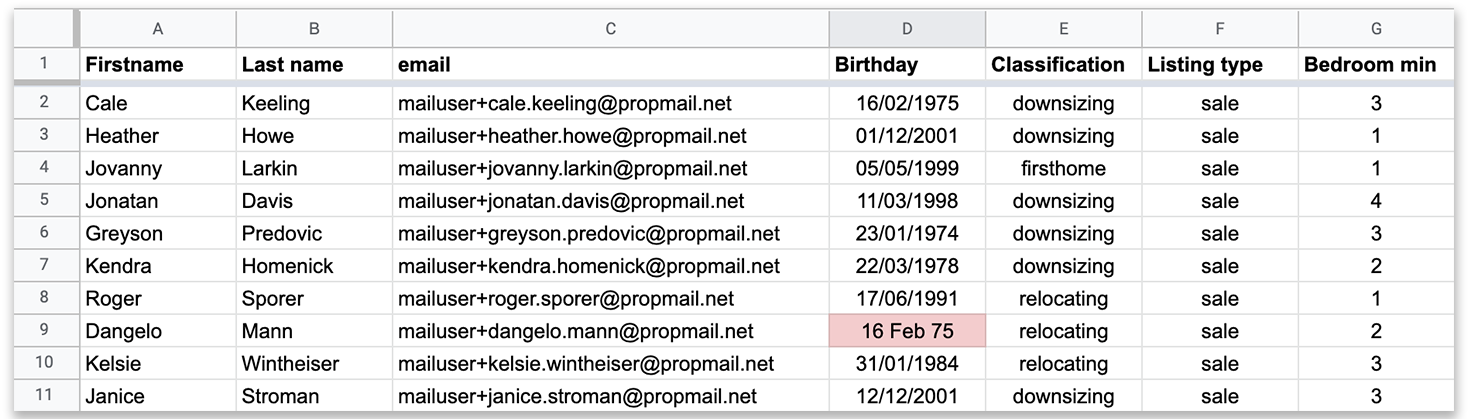 the assignment uses inconsistent data types