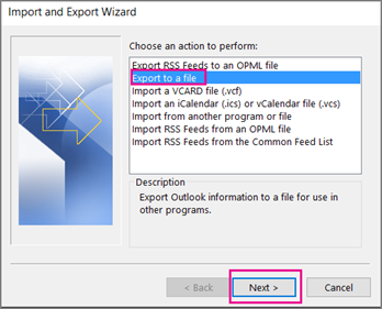 Choose Export to a file.
