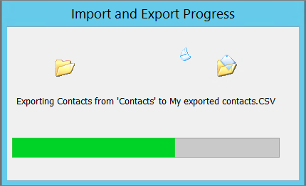A picture of the export progress box.